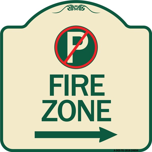 No Parking Symbol and Right Arrow Heavy-Gauge Aluminum Architectural Sign, 18" x 18", TG-1818-24654